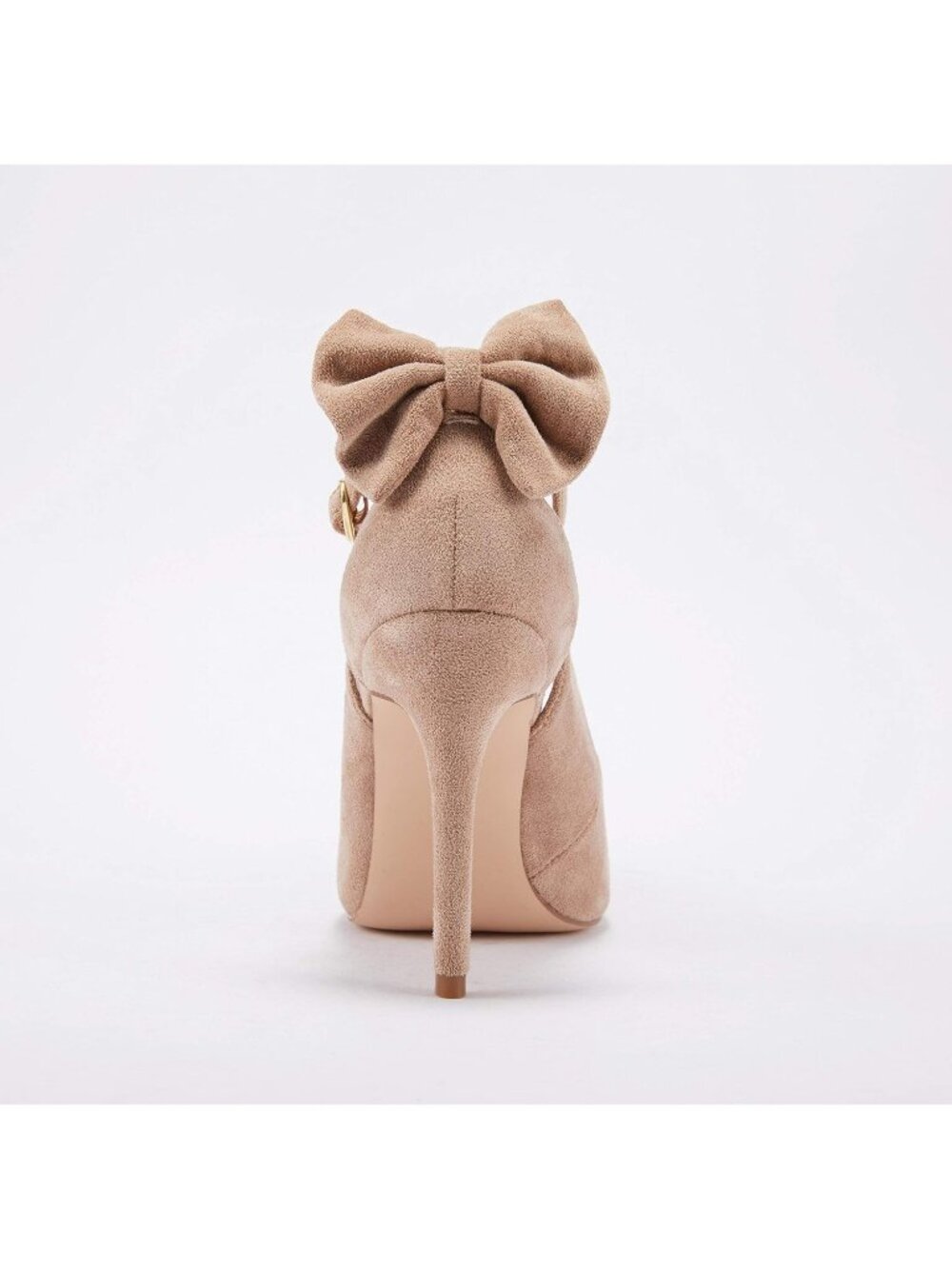 Women's Khaki Pointed Toe High Heels Ankle Strap Sexy Bowtie Back Dress Sandals - Picture 5 of 5